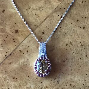 Natural Red Sapphire Yellow Zircon Sterling Silver Necklace